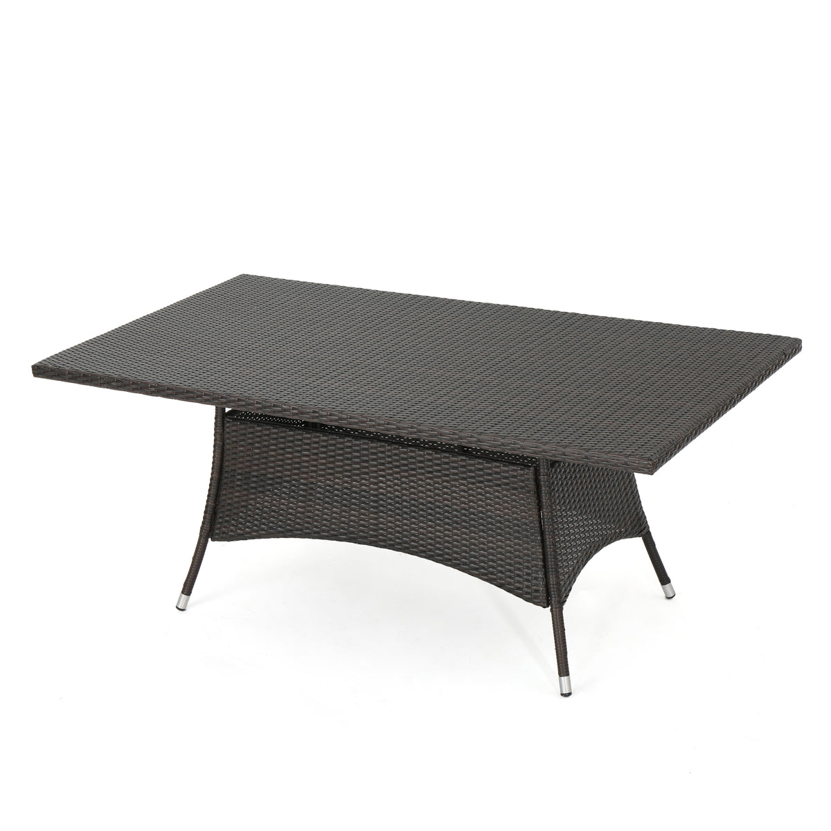 Brown Rectangular Outdoor Dining Table - PE Rattan