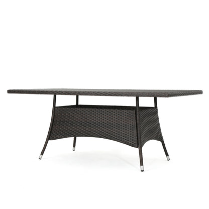 Brown Rectangular Outdoor Dining Table - PE Rattan