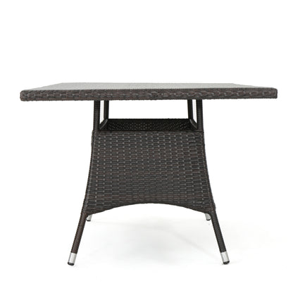 Brown Rectangular Outdoor Dining Table - PE Rattan