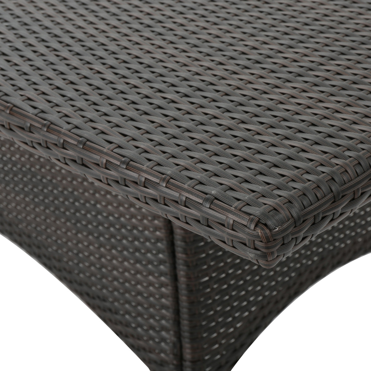Brown Rectangular Outdoor Dining Table - PE Rattan