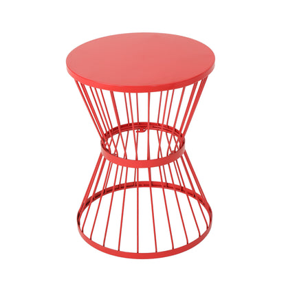 Red Stainless Steel Outdoor Side Table - 16 Inch