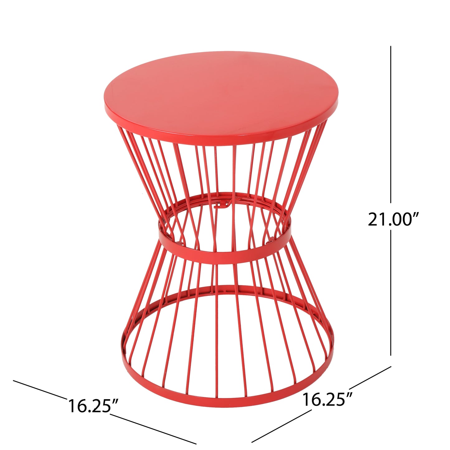 Red Stainless Steel Outdoor Side Table - 16 Inch