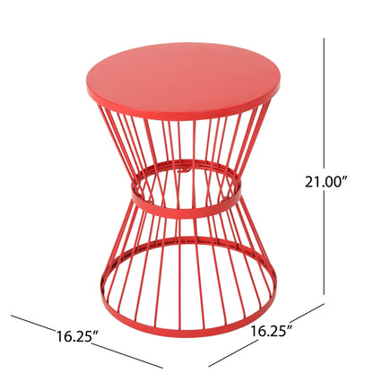 Red Stainless Steel Outdoor Side Table - 16 Inch