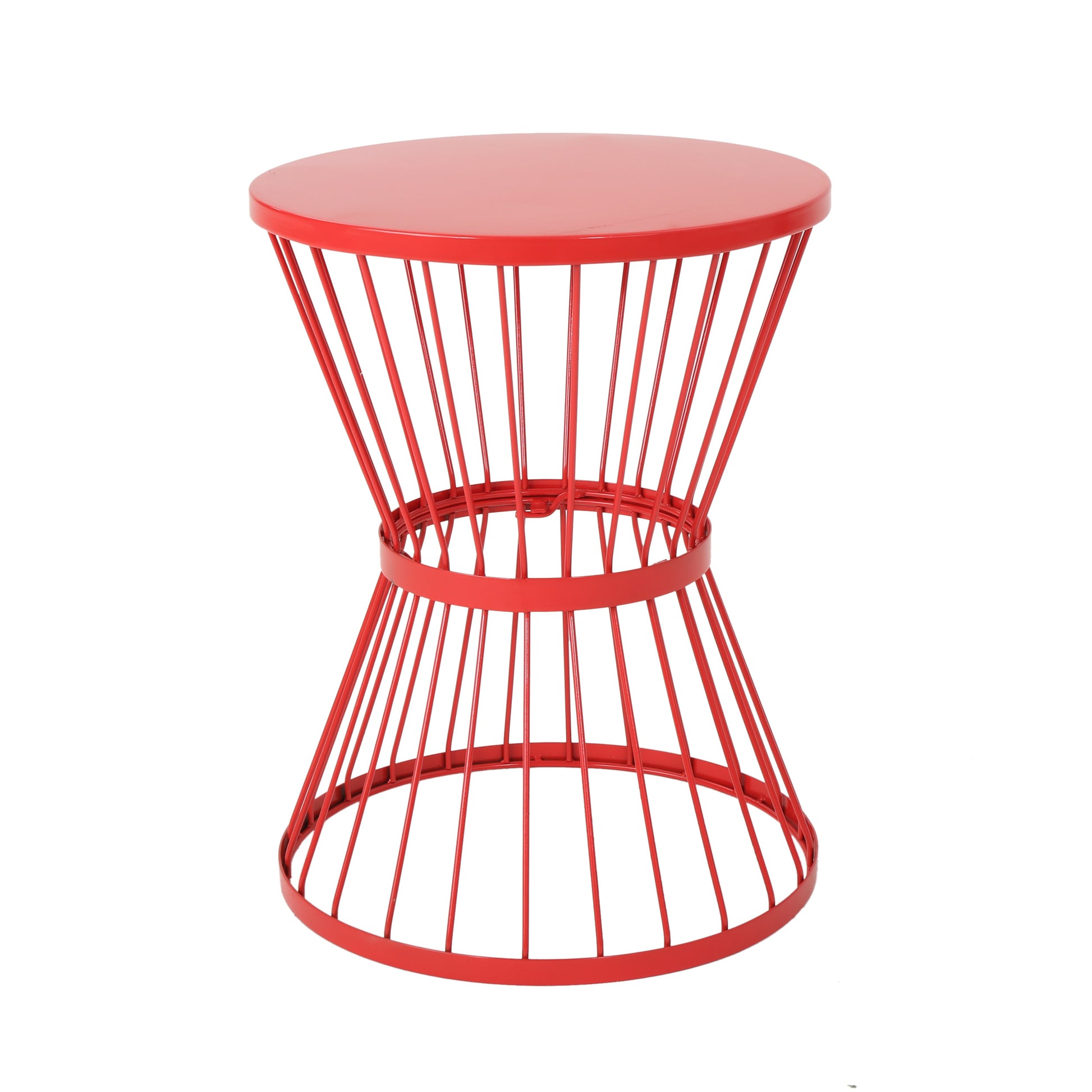 Red Stainless Steel Outdoor Side Table - 16 Inch