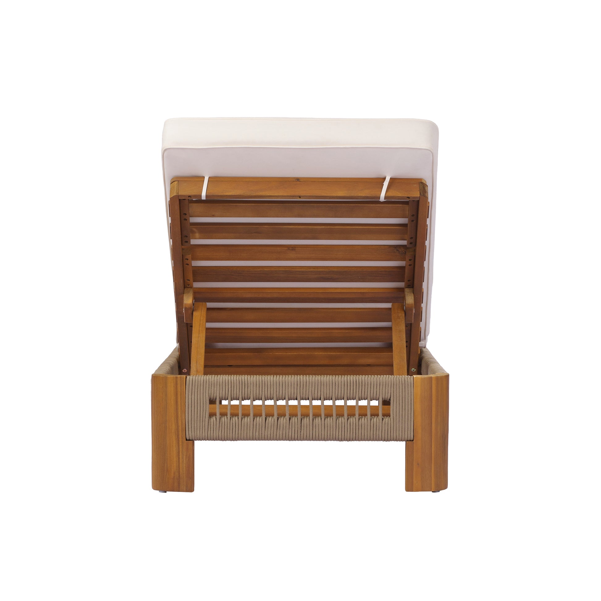 Natural Acacia Wood Chaise Lounge with Rope Accents for Poolside Relaxation