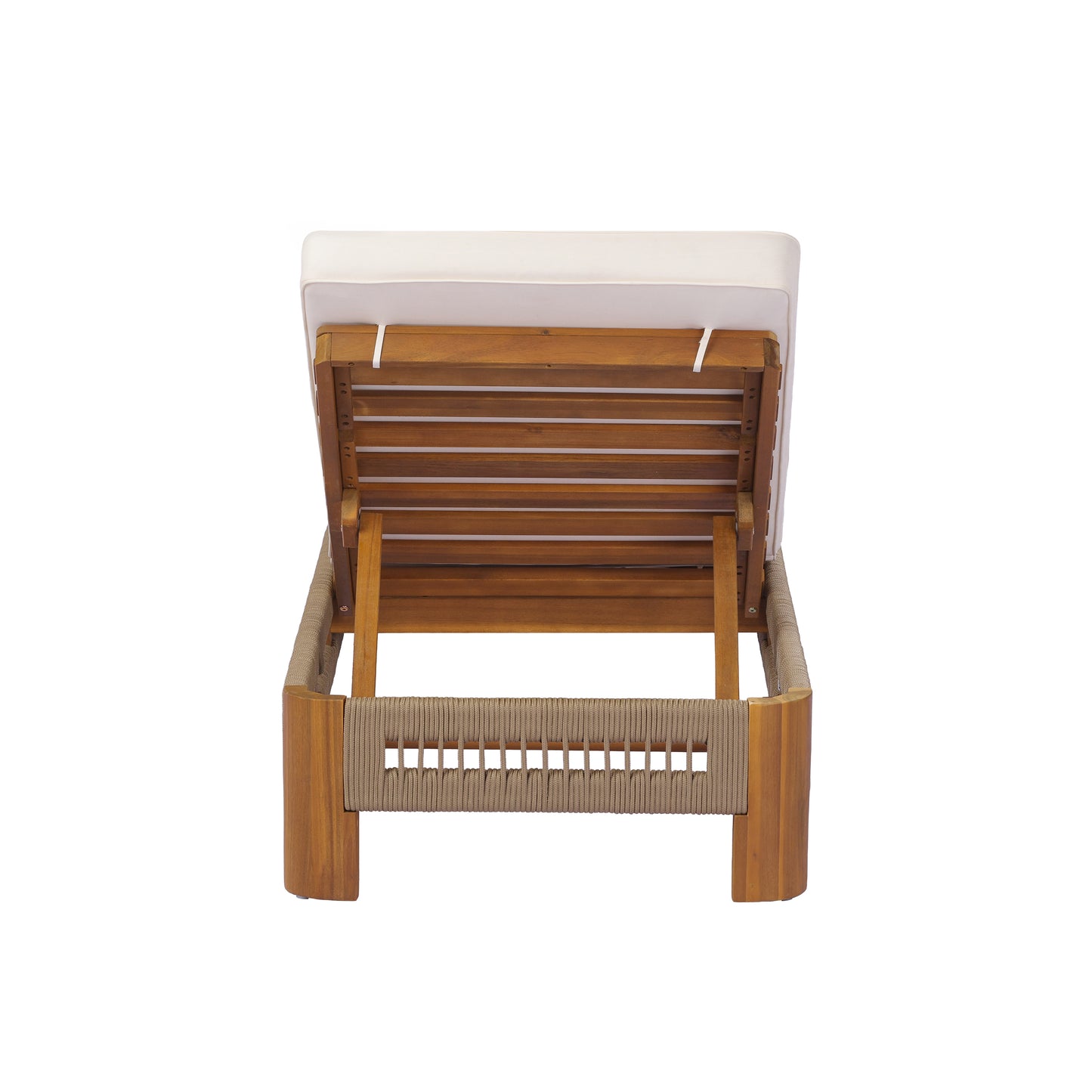 Natural Acacia Wood Chaise Lounge with Rope Accents for Poolside Relaxation