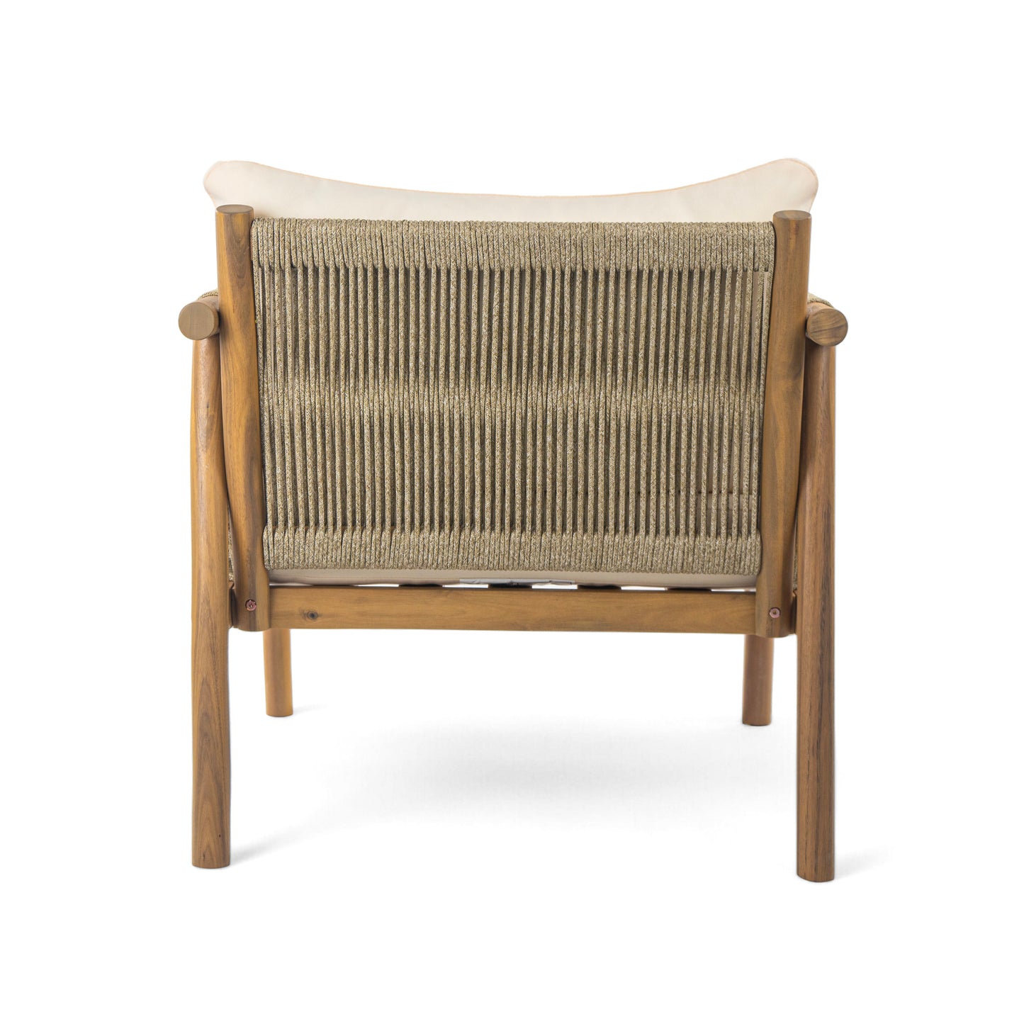 Natural Beige Outdoor Lounge Chair - Solid Wood Frame