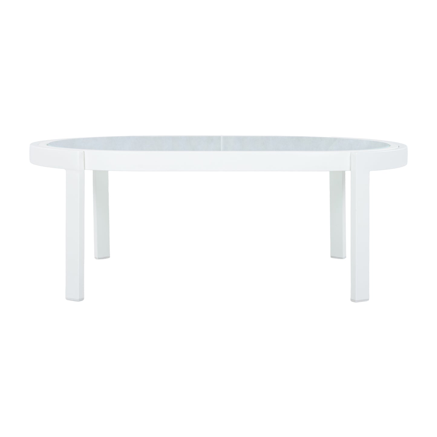 Modern White Aluminum Outdoor Coffee Table - Tempered Glass Top