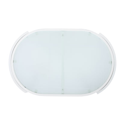 Modern White Aluminum Outdoor Coffee Table - Tempered Glass Top