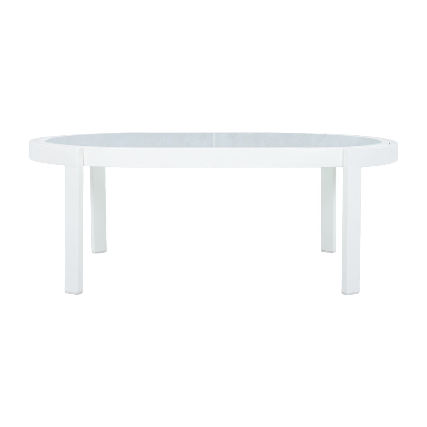 Modern White Aluminum Outdoor Coffee Table - Tempered Glass Top