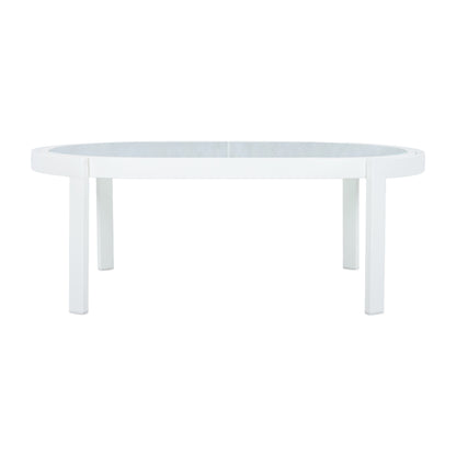 Modern White Aluminum Outdoor Coffee Table - Tempered Glass Top