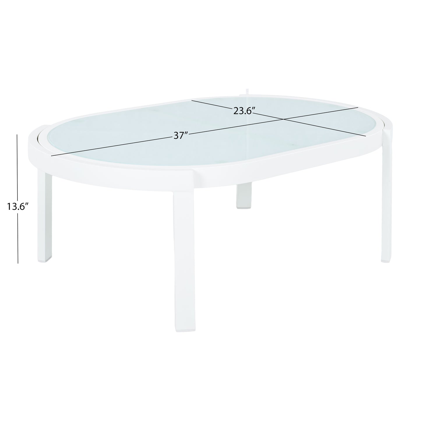 4-Piece Modern Curved Outdoor Aluminum Conversation Set, Beige & White