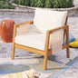 Outdoor Club Chair, Acacia Wood Frame with Brown Textilene Accents, Water-Repellent Beige Cushions for Patio/Backyard/Deck