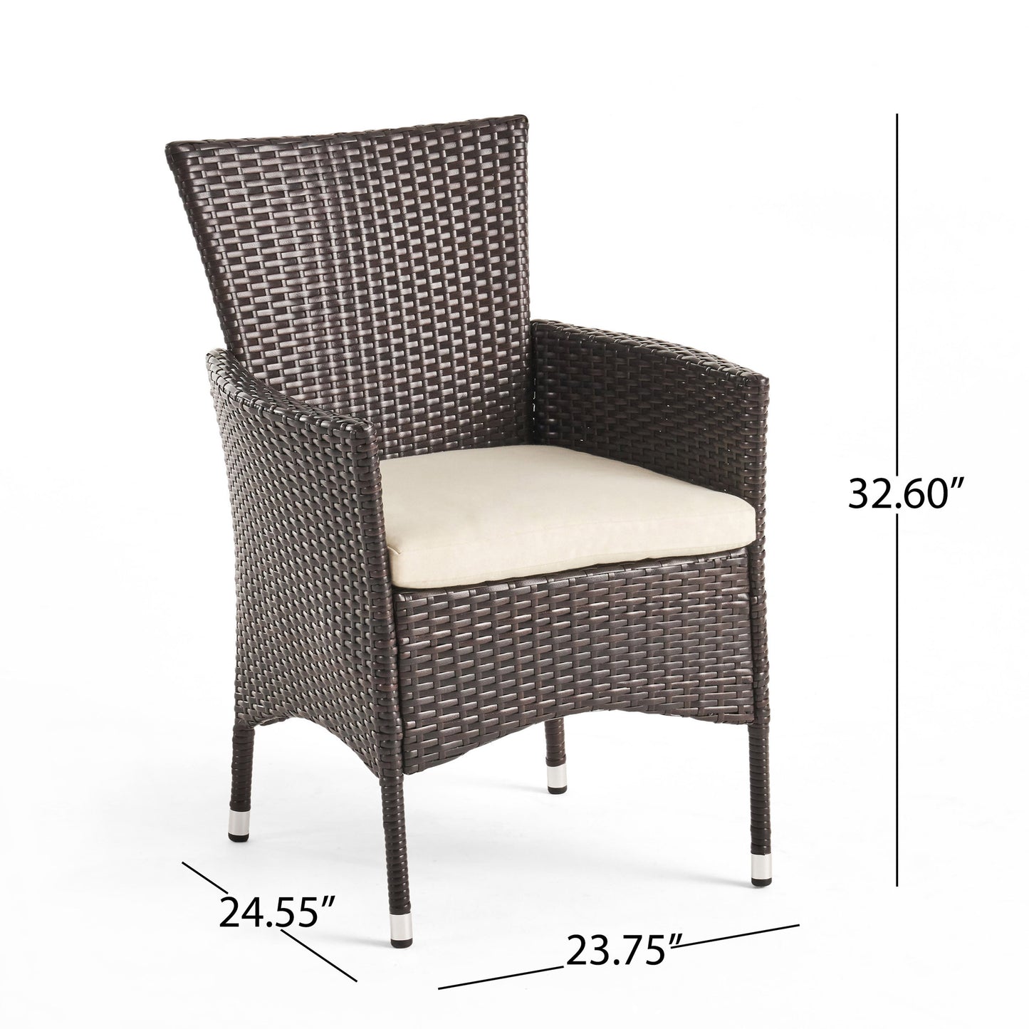 Brown Wicker Patio Dining Chairs Set of 2