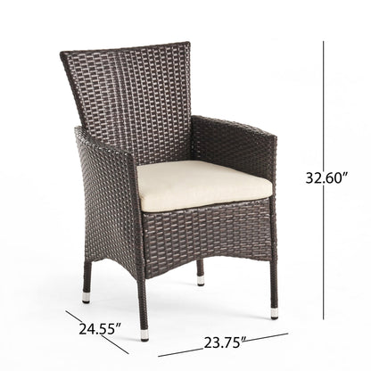 Brown Wicker Patio Dining Chairs Set of 2