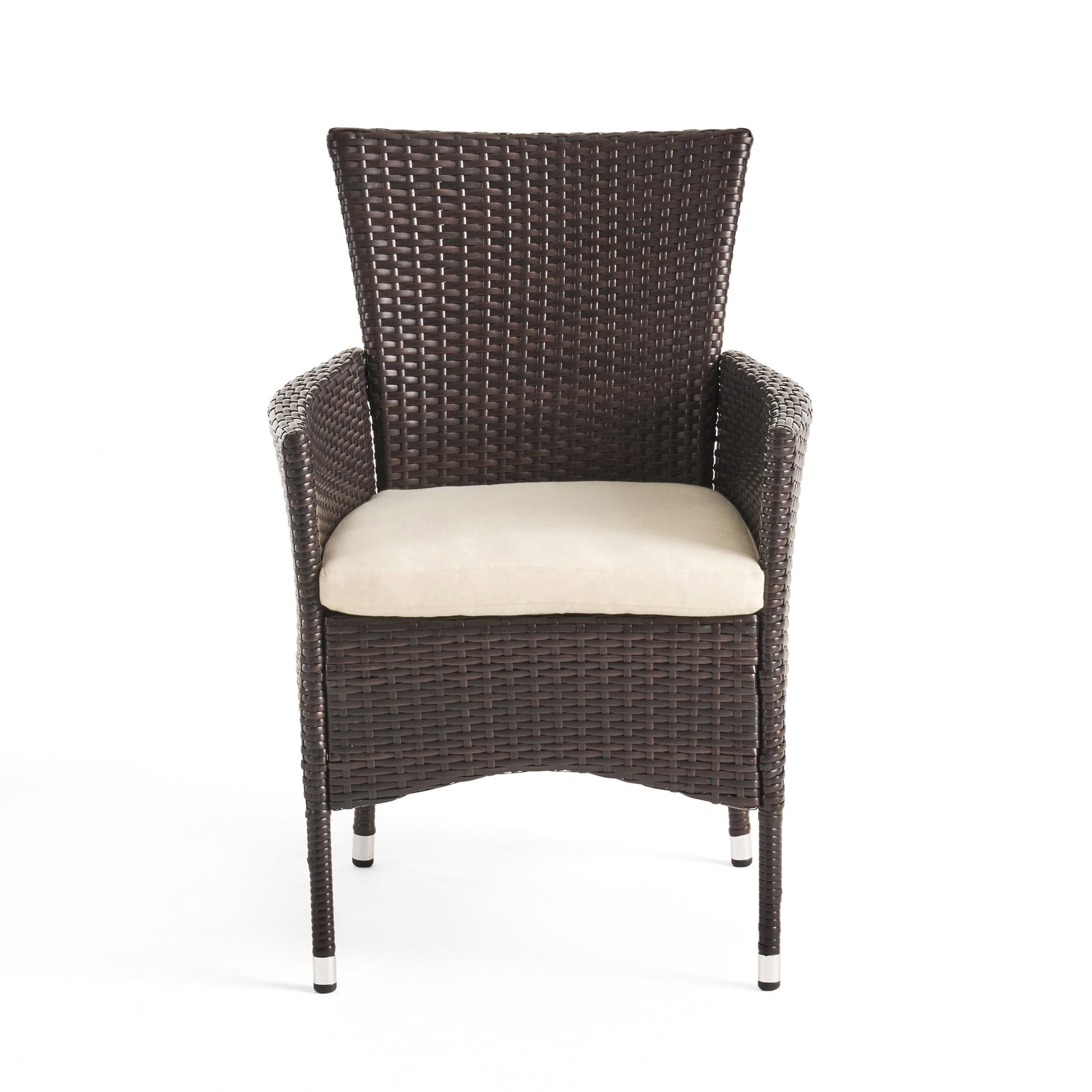 Brown Wicker Patio Dining Chairs Set of 2