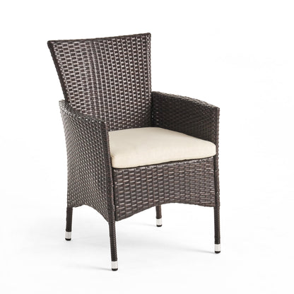 Brown Wicker Patio Dining Chairs Set of 2