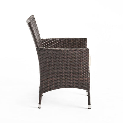 Brown Wicker Patio Dining Chairs Set of 2