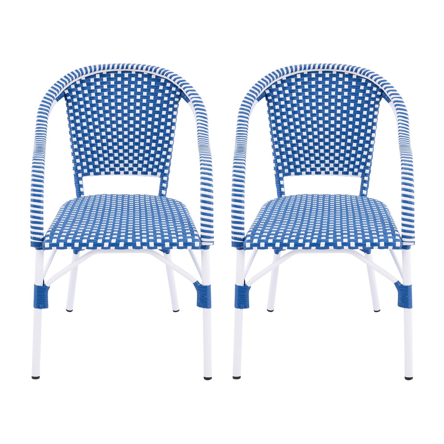 Blue & White Aluminum Patio Chairs - Set of 2