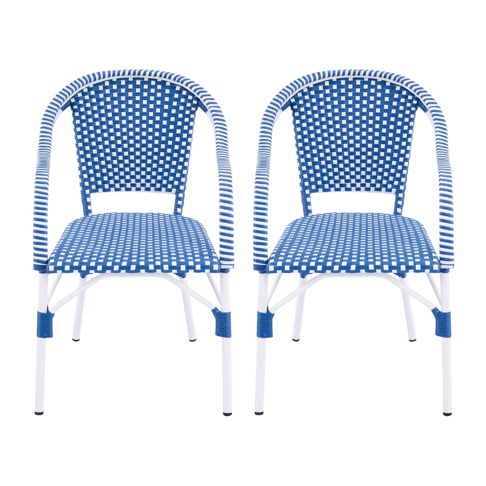 Blue & White Aluminum Patio Chairs - Set of 2