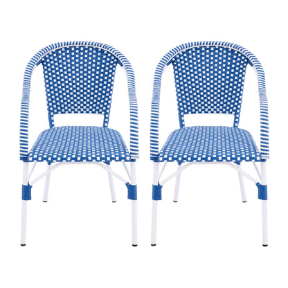 Blue & White Aluminum Patio Chairs - Set of 2