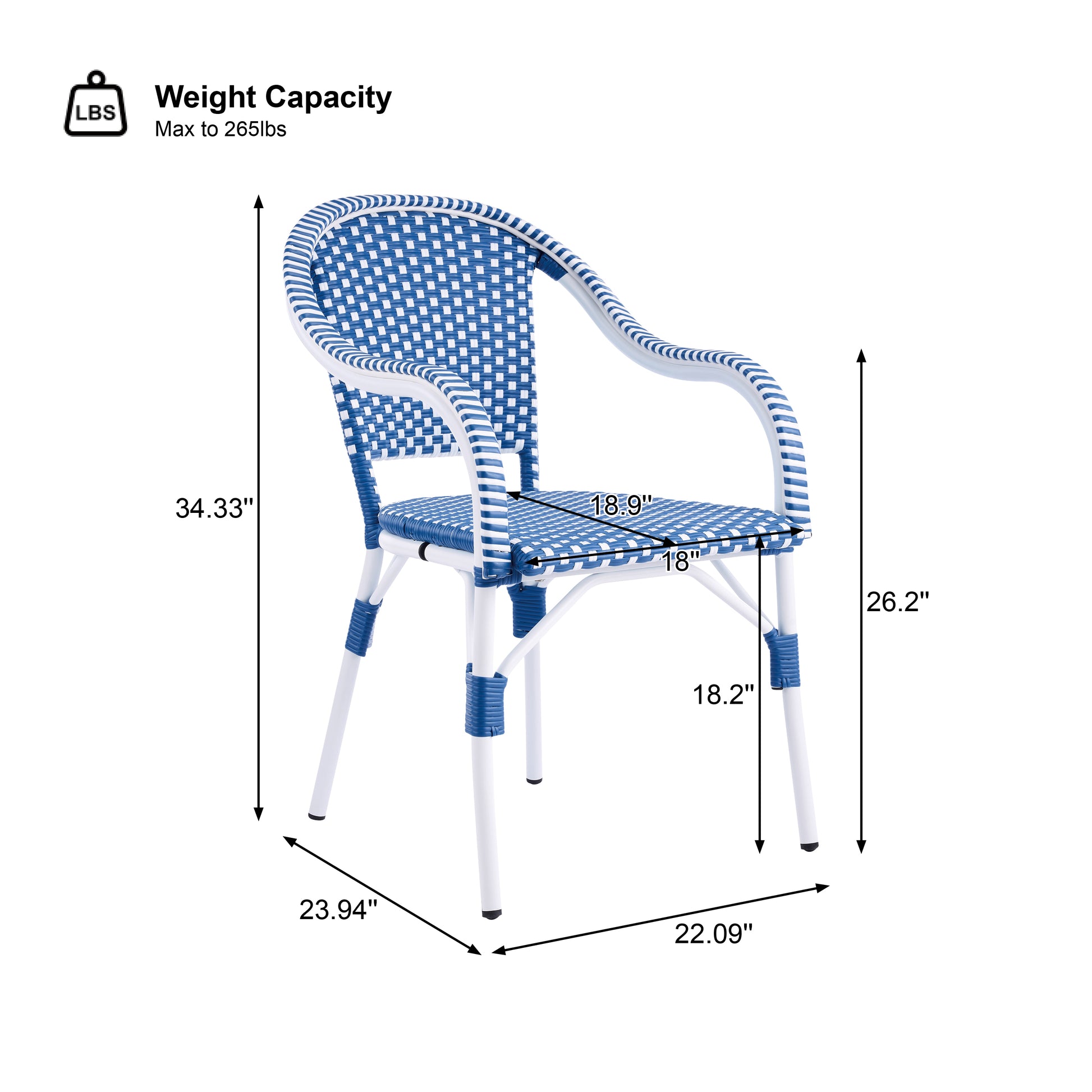 Blue & White Aluminum Patio Chairs - Set of 2