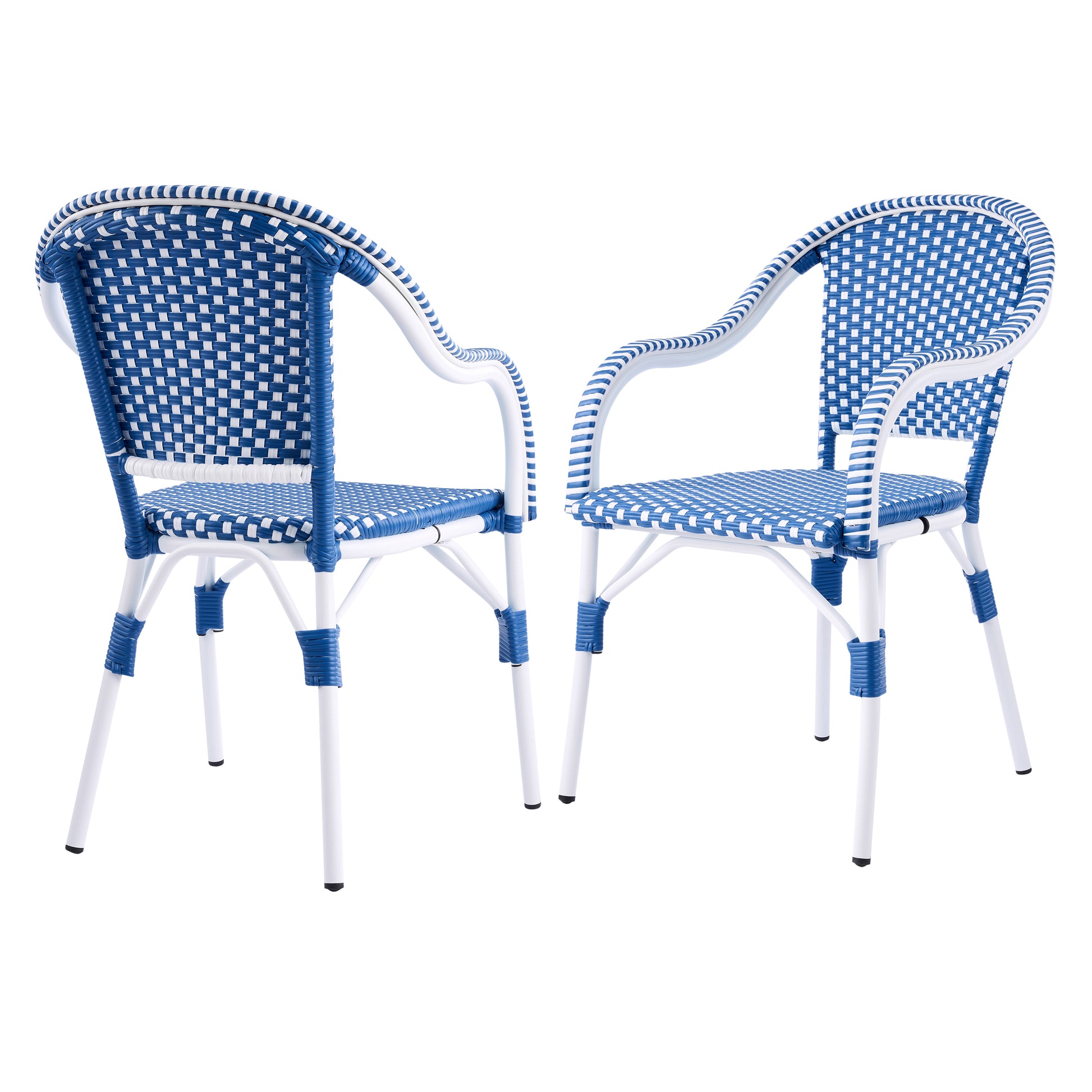 Blue & White Aluminum Patio Chairs - Set of 2