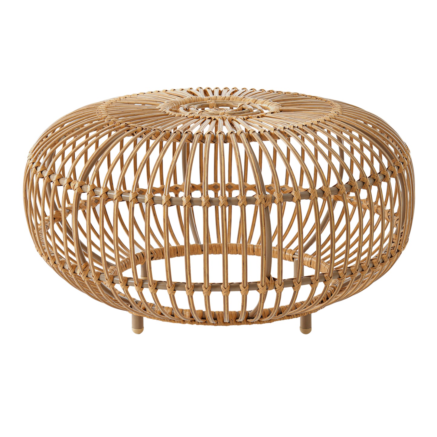 Light Brown Wicker Coffee Table - Boho Outdoor Side Table for Living Room, Patio &