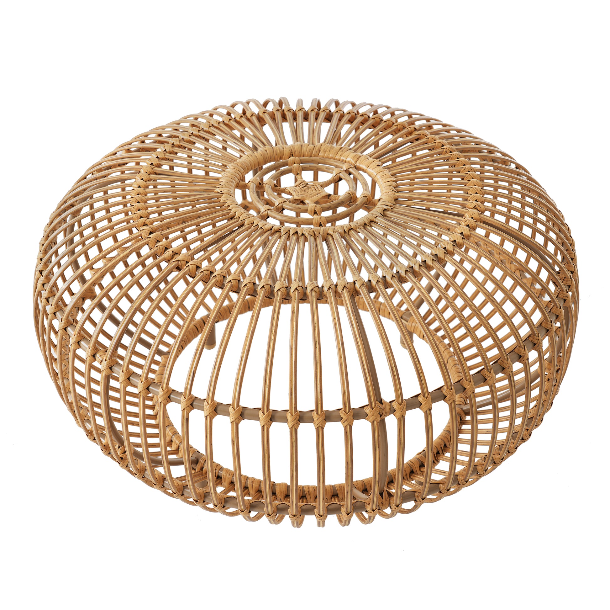 Light Brown Wicker Coffee Table - Boho Outdoor Side Table for Living Room, Patio &