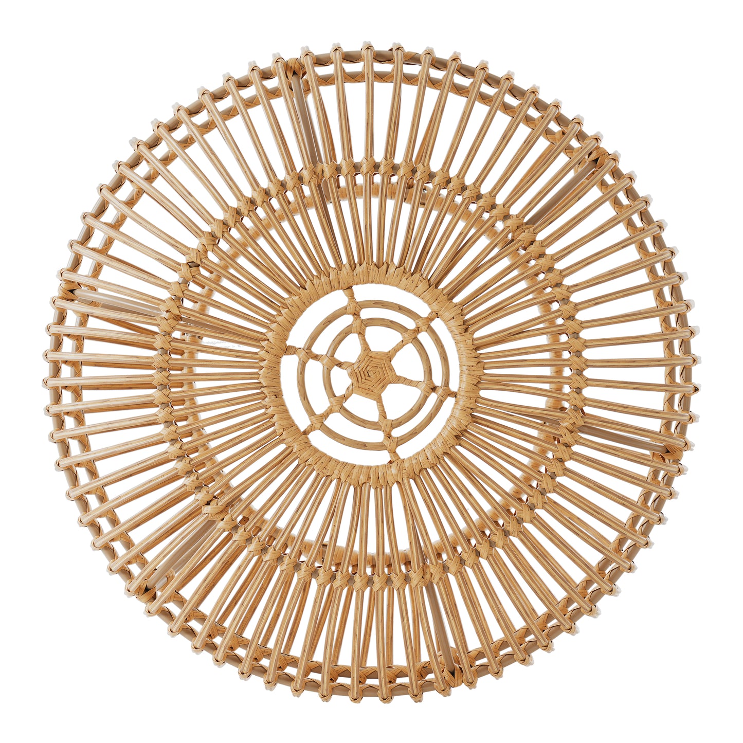 Light Brown Wicker Coffee Table - Boho Outdoor Side Table for Living Room, Patio &