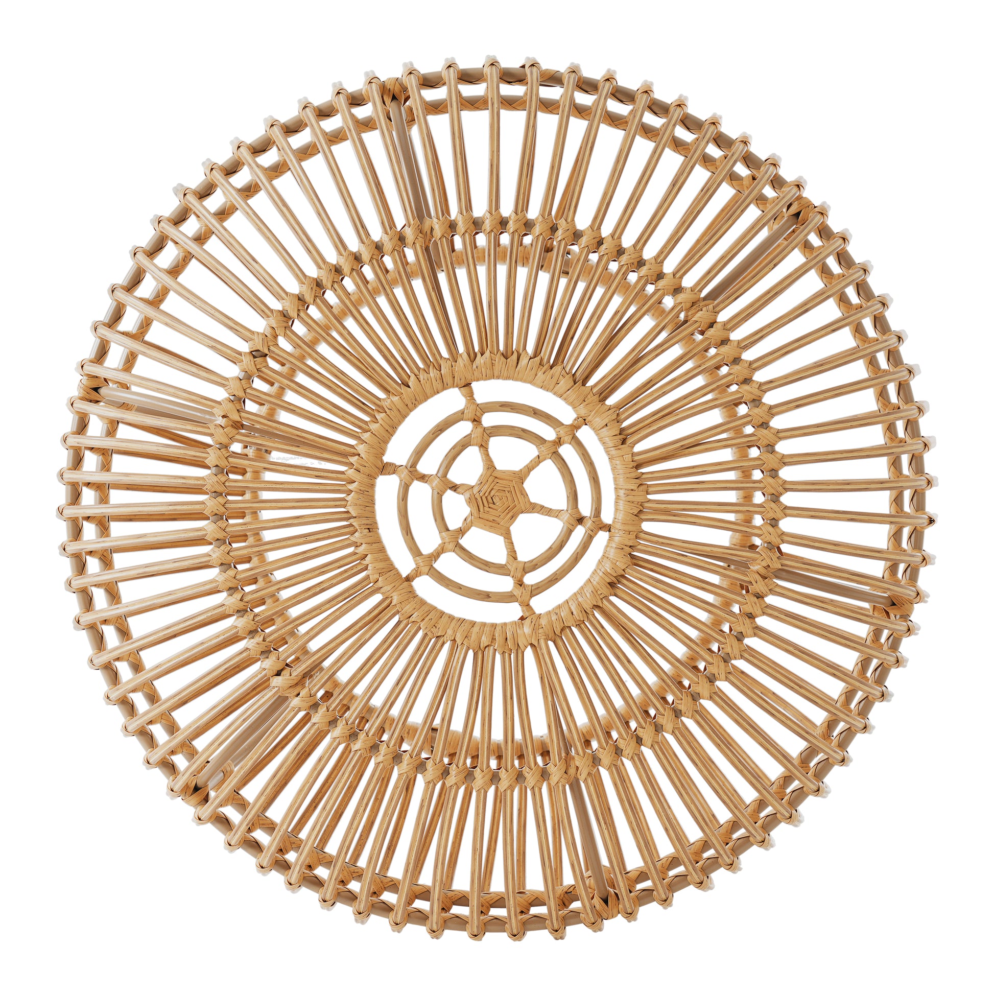 Light Brown Wicker Coffee Table - Boho Outdoor Side Table for Living Room, Patio &