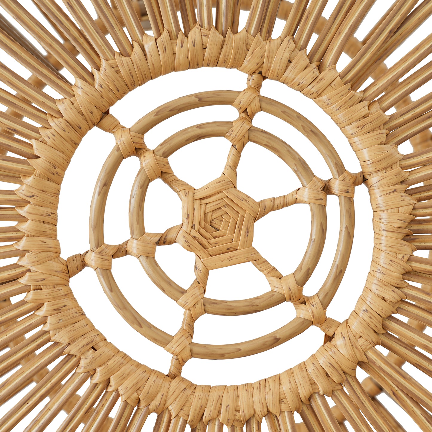 Light Brown Wicker Coffee Table - Boho Outdoor Side Table for Living Room, Patio &
