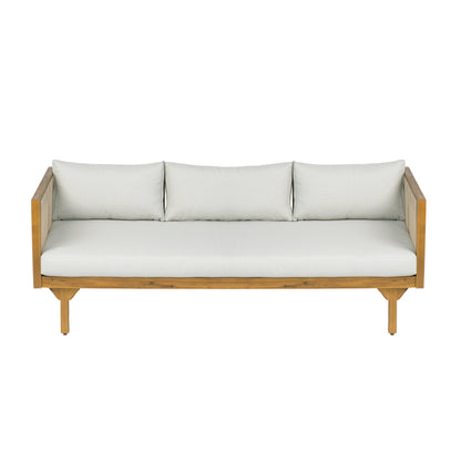 Light Brown Acacia Wood Patio Sofa - Outdoor Seating