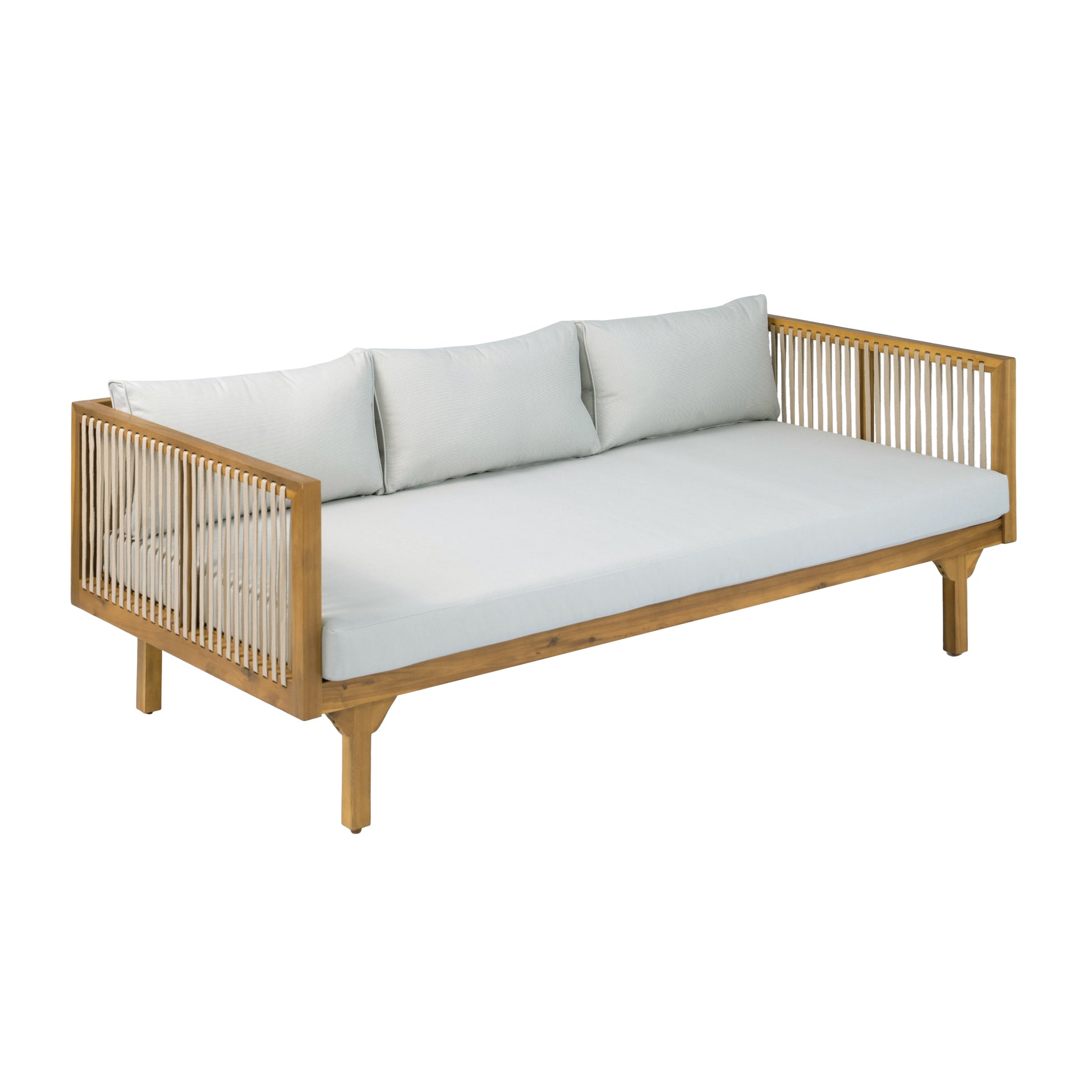 Light Brown Acacia Wood Patio Sofa - Outdoor Seating