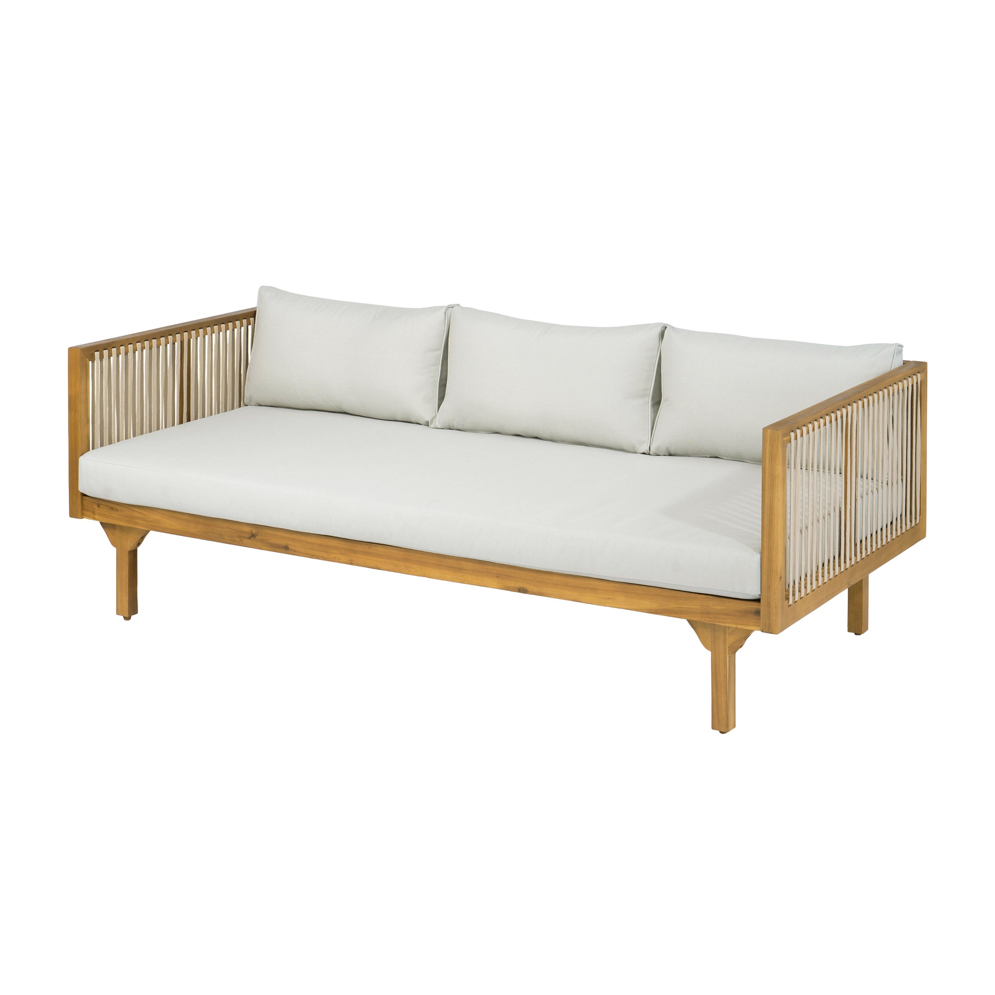 Light Brown Acacia Wood Patio Sofa - Outdoor Seating