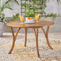 47.25" Round Acacia Wood Dining Table with Teak Finish, Weather-Resistant Slatted Patio Table for Outdoor & Indoor Use
