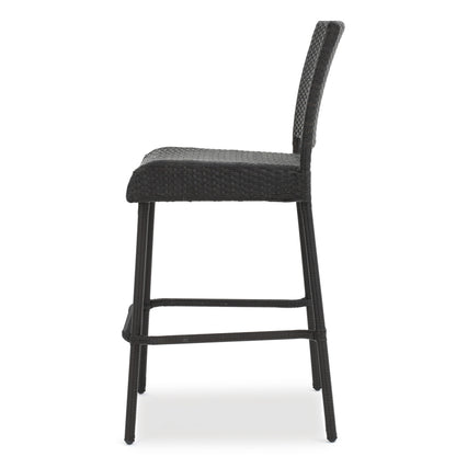 Dark Brown 2-Person Rattan Patio Barstool Set