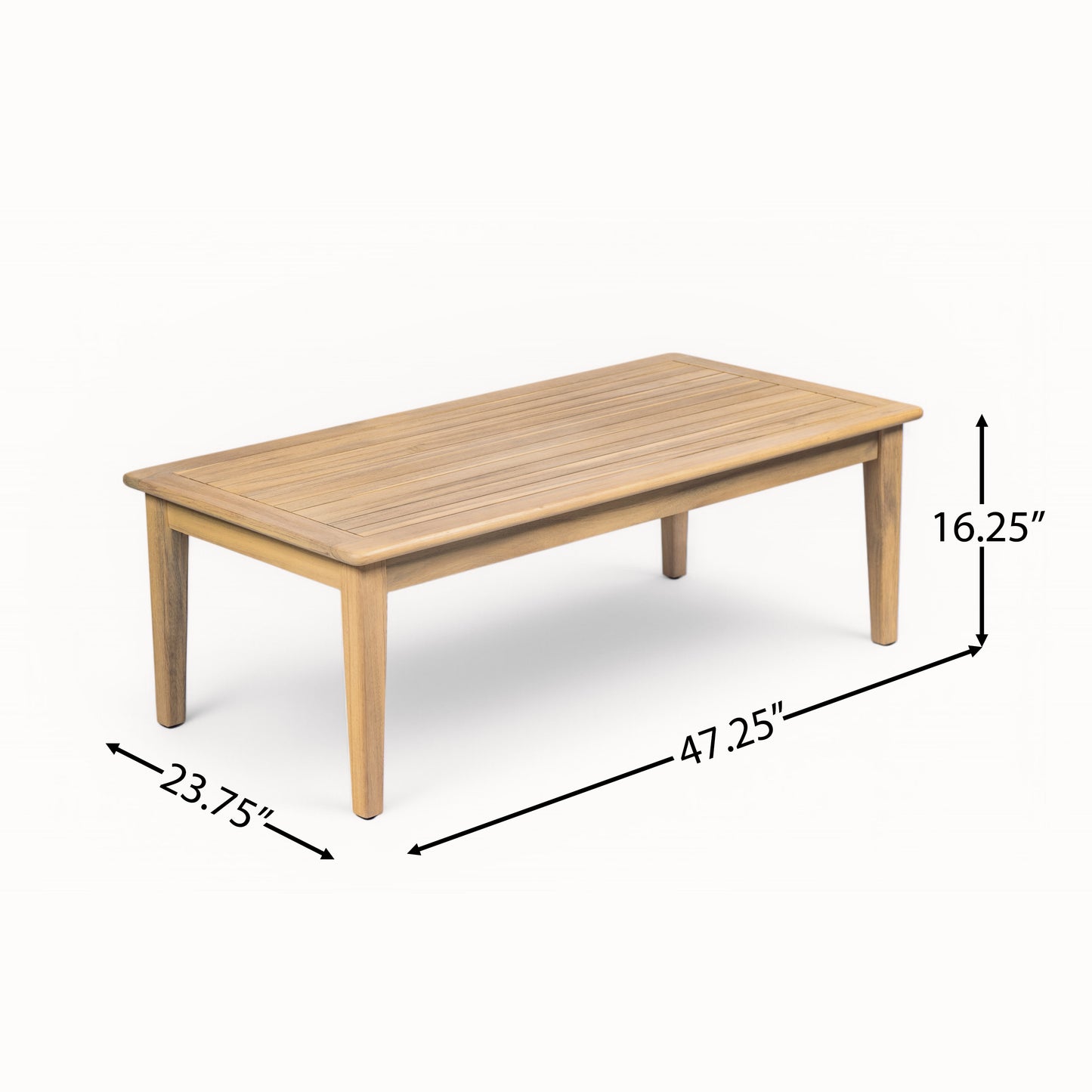 Light Teak Outdoor Loveseat and Coffee Table Set for Garden