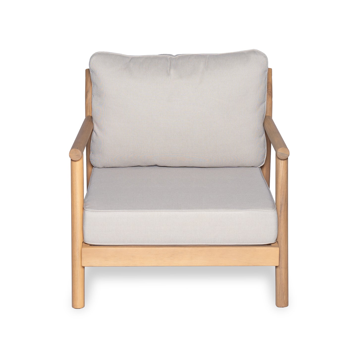 Acacia Wood Patio Club Chair with Beige Cushion for Garden Seating