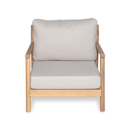 Acacia Wood Patio Club Chair with Beige Cushion for Garden Seating