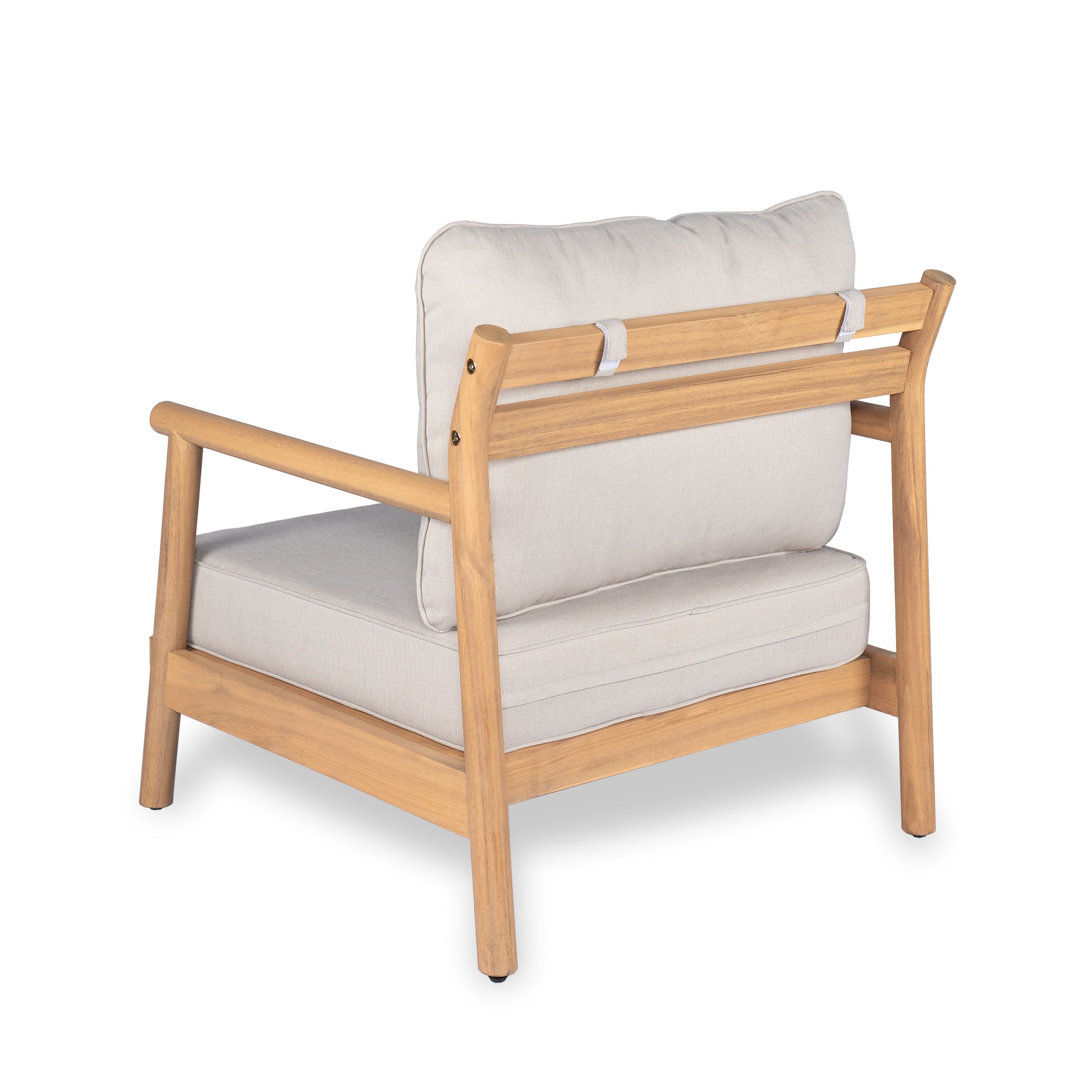 Acacia Wood Patio Club Chair with Beige Cushion for Garden Seating