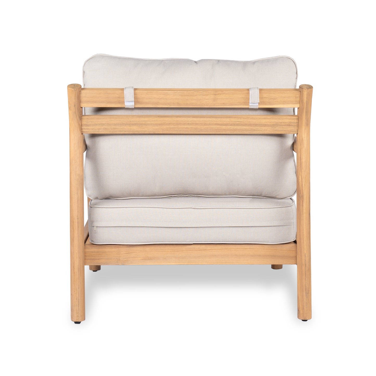 Acacia Wood Patio Club Chair with Beige Cushion for Garden Seating