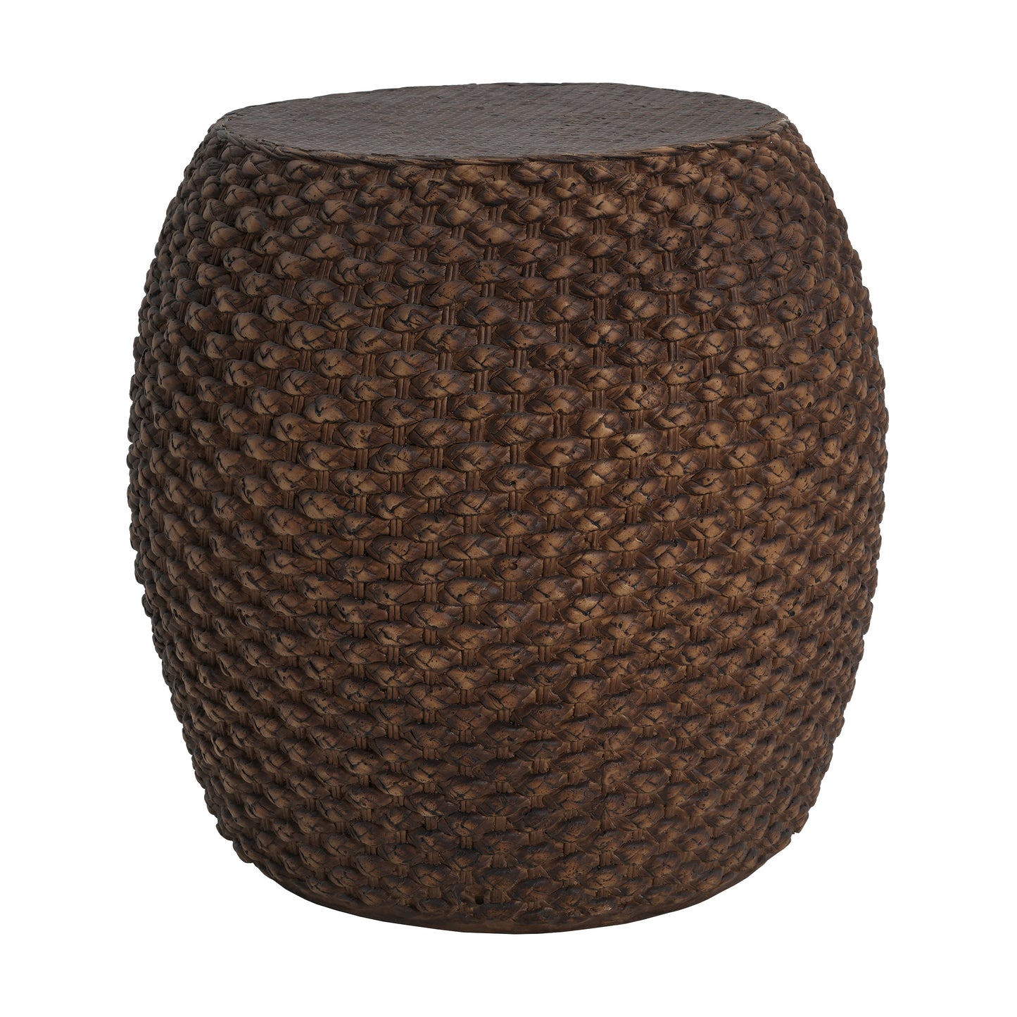Faux Rattan Side Table - Brown Magnesium Oxide Outdoor Table