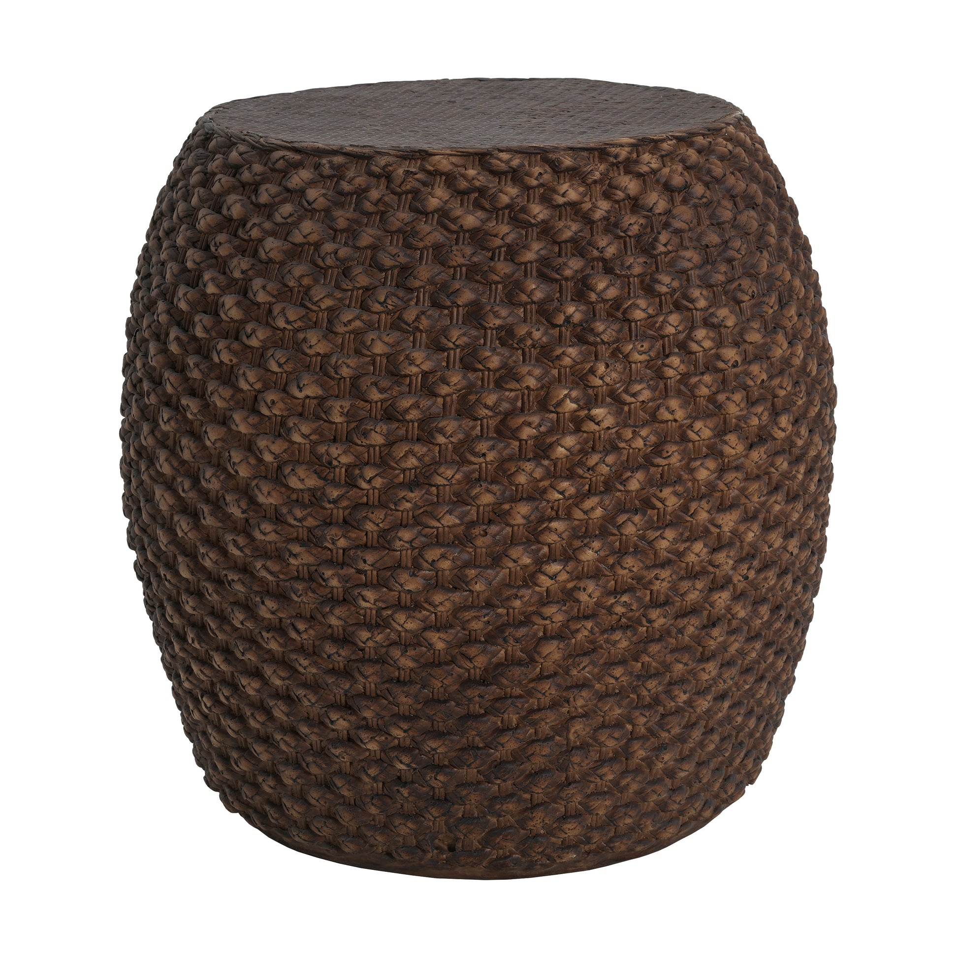 Faux Rattan Side Table - Brown Magnesium Oxide Outdoor Table