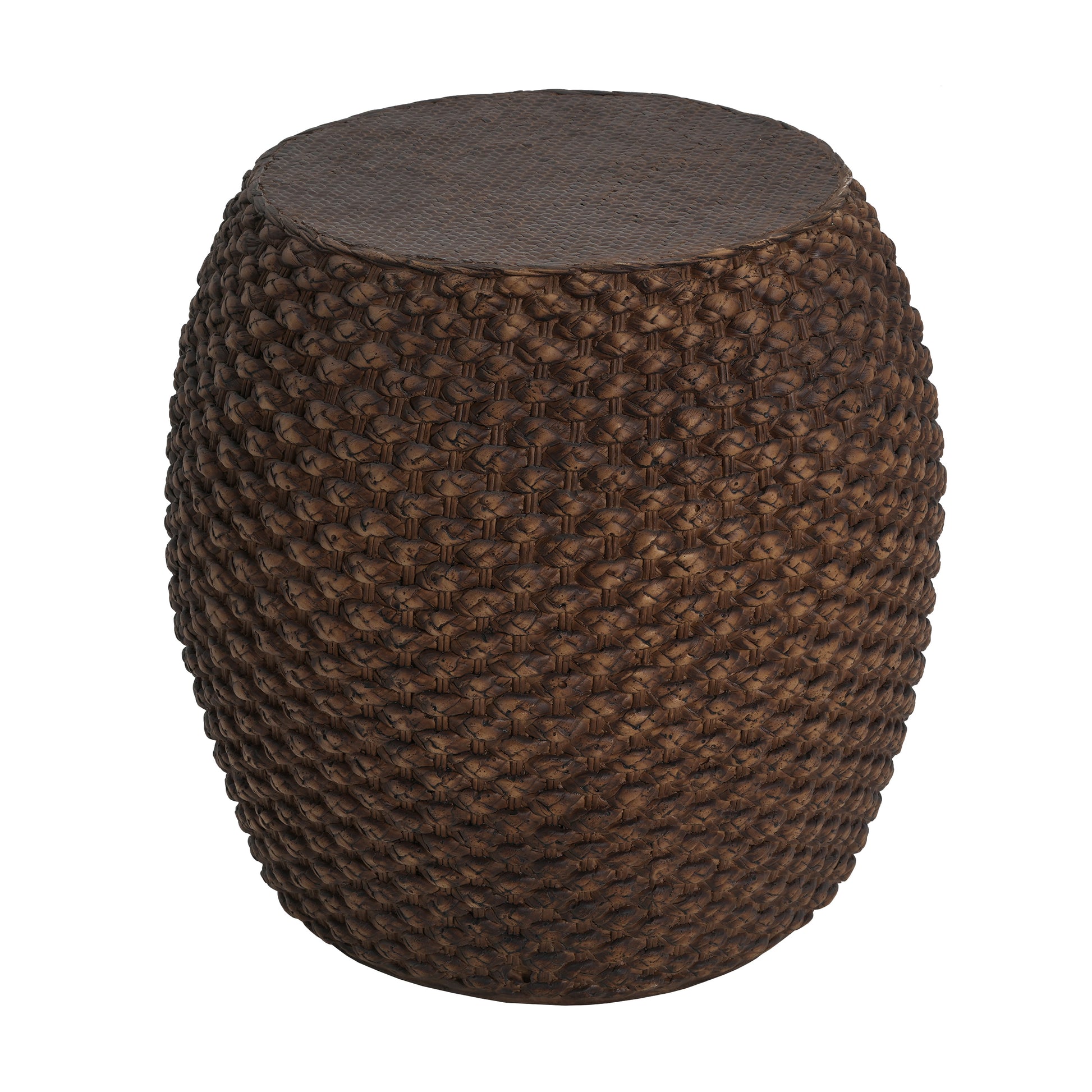 Faux Rattan Side Table - Brown Magnesium Oxide Outdoor Table