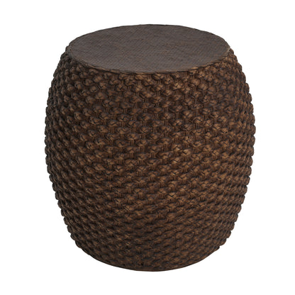 Faux Rattan Side Table - Brown Magnesium Oxide Outdoor Table