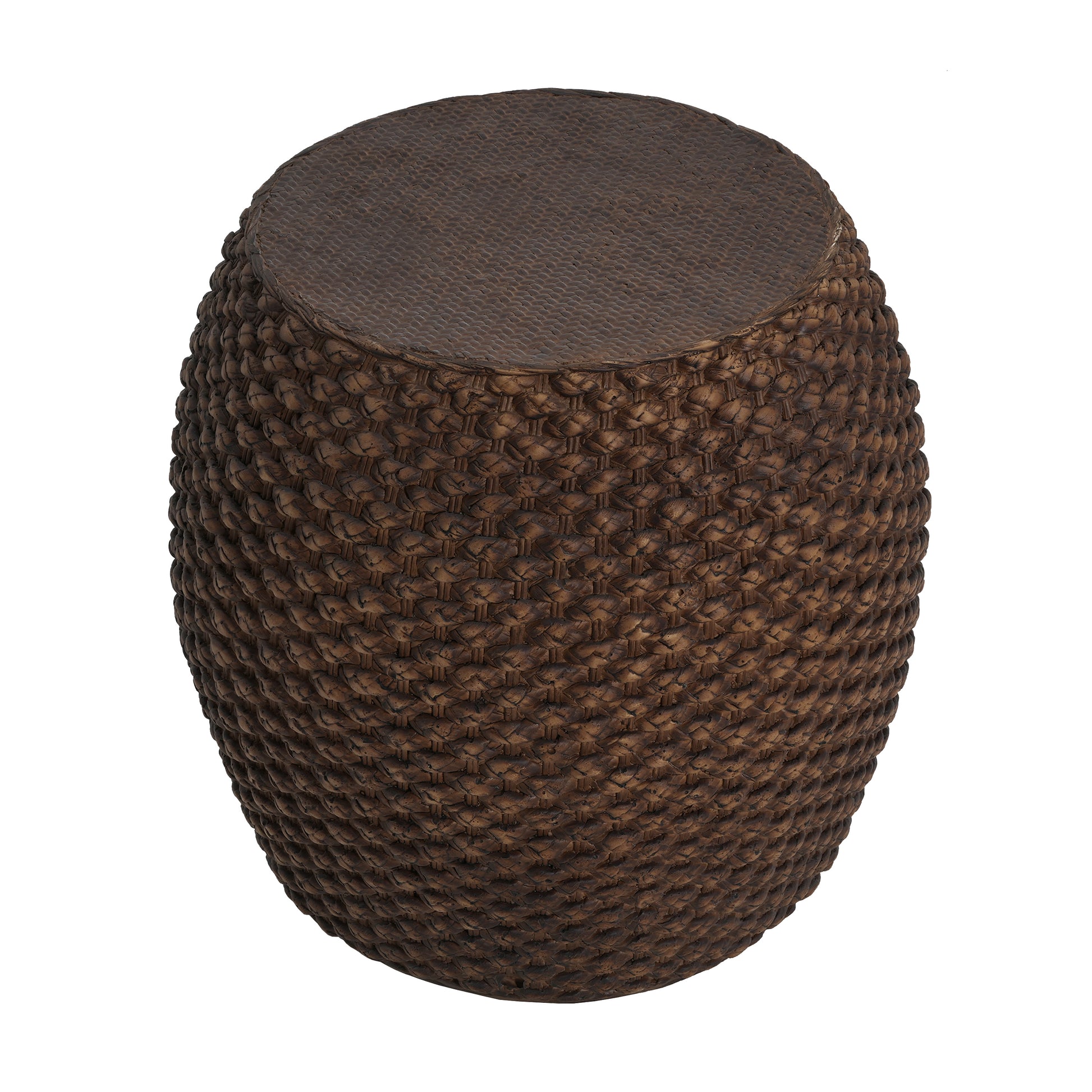 Faux Rattan Side Table - Brown Magnesium Oxide Outdoor Table
