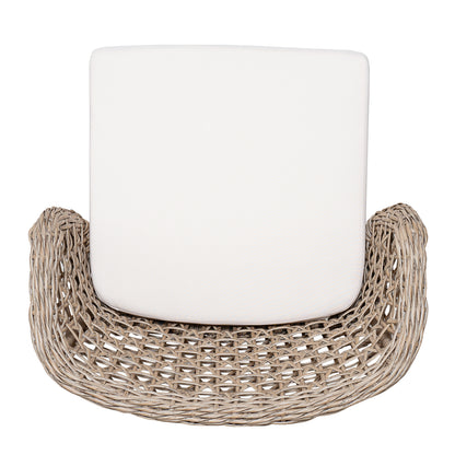Outdoor Acacia Wood Bar Stools with Wicker Back for Poolside Seating