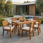 Outdoor 6-Seater Acacia Wood Expandable Dining Set with Cushions,Sandblasted Natural and Beige