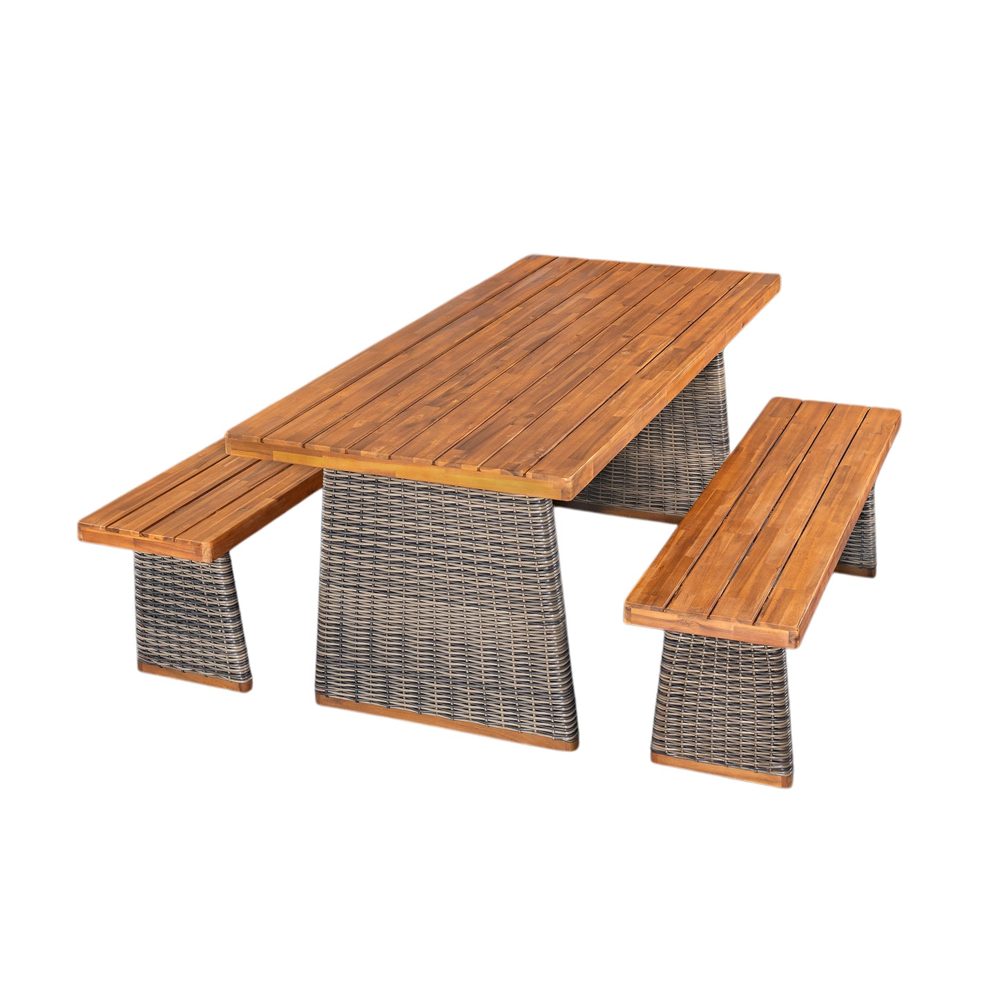 3 Piece Acacia Wood Patio Dining Set - Grey, Teak
